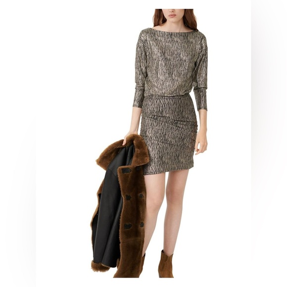 Maje rilexy metallic stretch mini dress